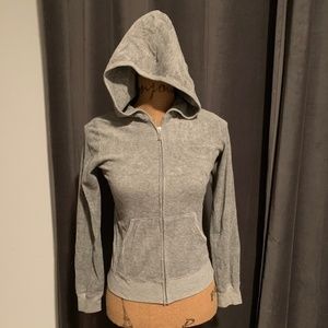 Girls' Gray Terry Cloth Juicy Couture Zip Hoodie